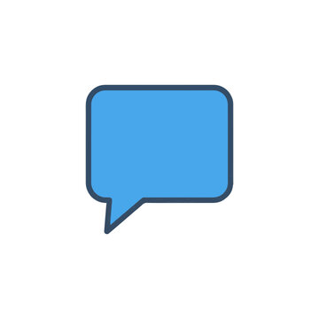 Blue speech bubble icon on white background, communication symbol, vector illustration