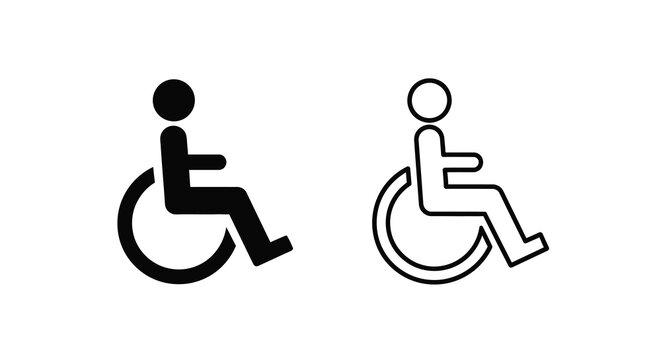 Two variations of the international symbol of access depicting a person in a wheelchair