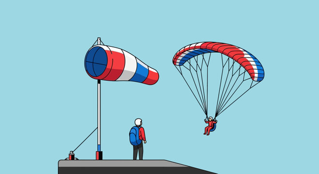 Paragliding Adventure Windsocks And Clear Sky Leisure Activity