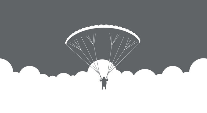 Paragliding Adventurer Soaring Above Clouds