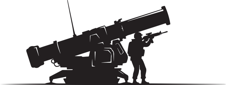 Military, soldier, anti-tank, gun, weapon, warfare, combat, vector silhouette, black, illustration, defense, army, soldier, gun