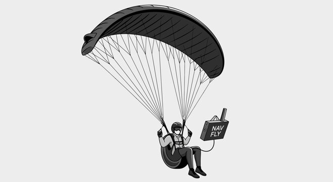 Person Paragliding With Navigation Device Illustration