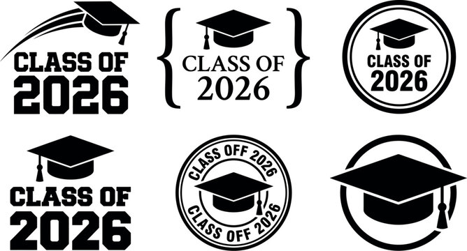 Class of 2026 Graduation Badge and Emblem Set for Commencement Apparel, Celebration Invitations, and Academic Milestone Design