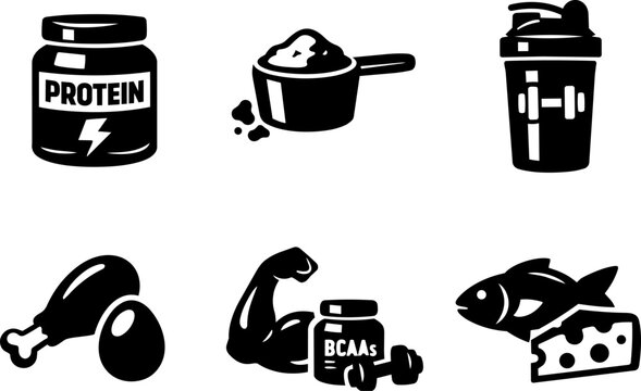 Fitness nutrition icons set