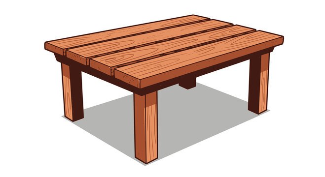 Cartoon wood table. Illustration of a cartoon funny wooden kitchen or garden table for creation of home interior scenes. Transparent PNG version.