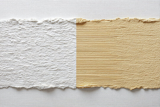 Two strokes of plaster in white and beige on a light background.