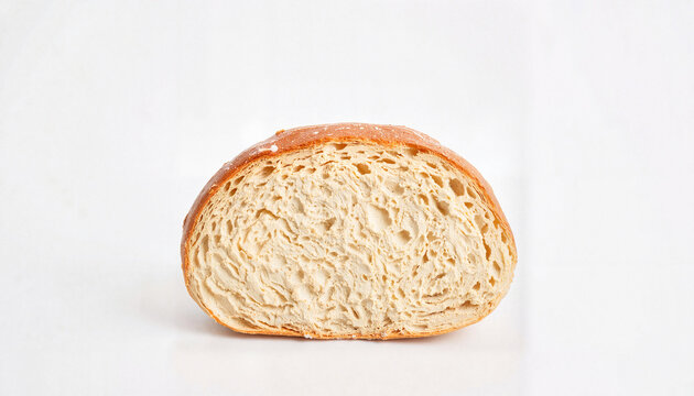 Sliced white bread showing soft texture on white background  