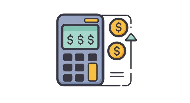 Calculator with dollar signs and coins representing financial growth concept