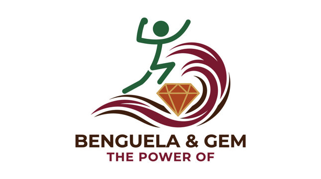Benguela  Gem Logo Person Jumping Over Gemstone