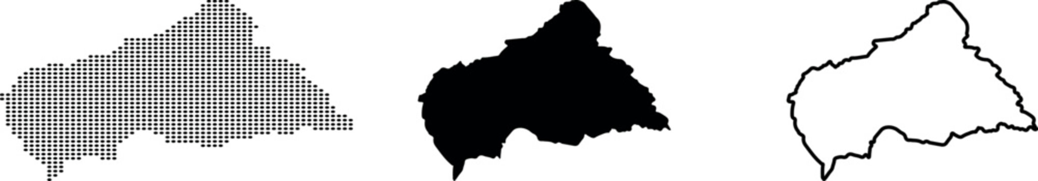 Central African Republic map dot silhouette and outline on white background country geography