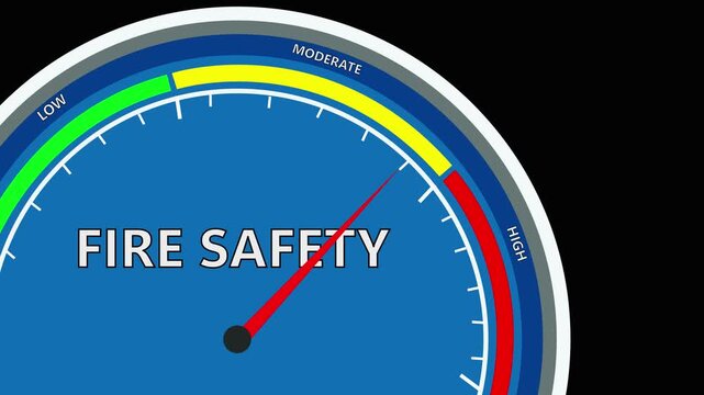 Fire safety speed meter or indicator conceptual animation