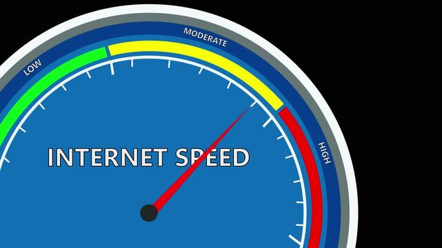 internet speed test isolated on black background,with hi-tech gauge showing internet speed 4k resolution video