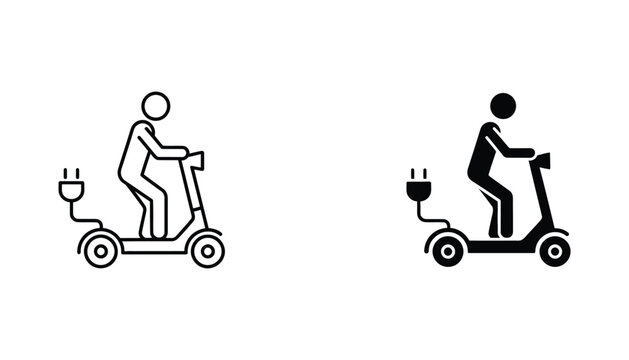 Electric Scooter Person Riding Charging Urban Mobility Vector