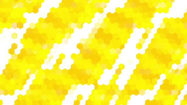 vibrant and modern geometric background featuring a tessellated pattern of interlocking hexagons in bright yellow and white, creating a dynamic sense of depth and movement through its structured, mosa