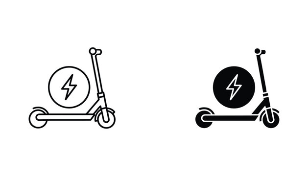 Electric Scooter Charging Icon Urban Mobility App Transport Graphic