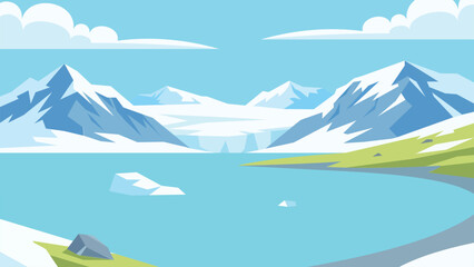 Cold Shores With Distant Peaks Arctic Flat Design © jongjawi