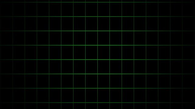 Moving green grid black background digital neon matrix cyber space data lines geometric abstract for futuristic science fiction visuals