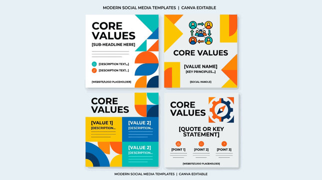 Colorful Core Values Social Media Templates