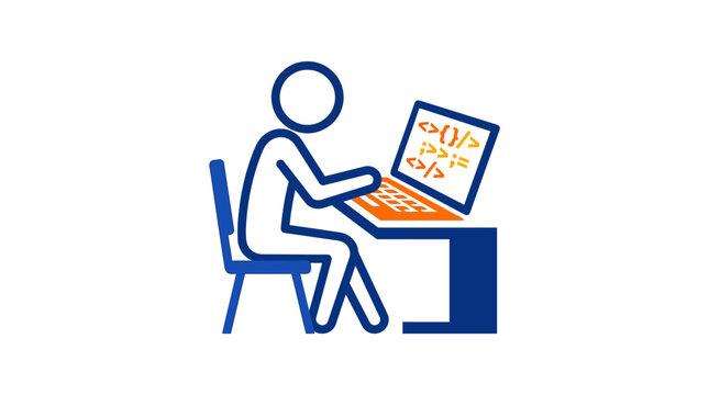 Programmer Coding at a Desk with Laptop