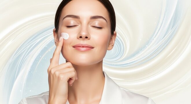 Radiant beauty woman applying cosmetic cream for flawless skin a guide to perfect applying techniques