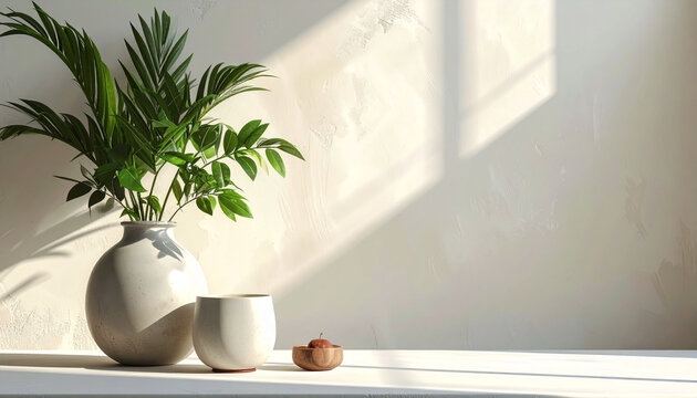Minimalist plant display on transparent background