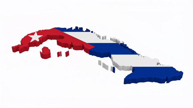 3D Cuba Map with National Flag Design