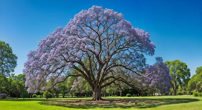jacaranda de mas de 40 m en un parque de una ciudad