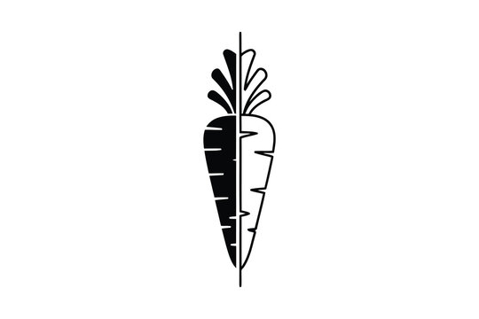 Minimalist Black and White Carrot Illustration
