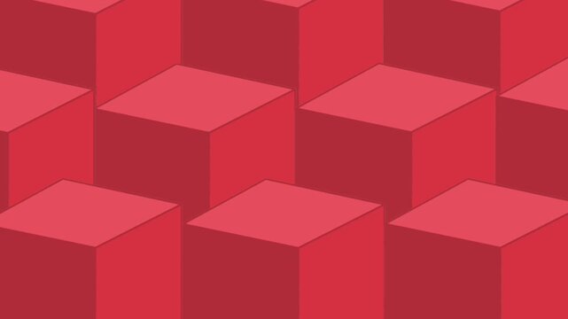 minimalist digital illustration featuring a seamless isometric pattern of vibrant red 3D cubes arranged in a precise geometric grid.