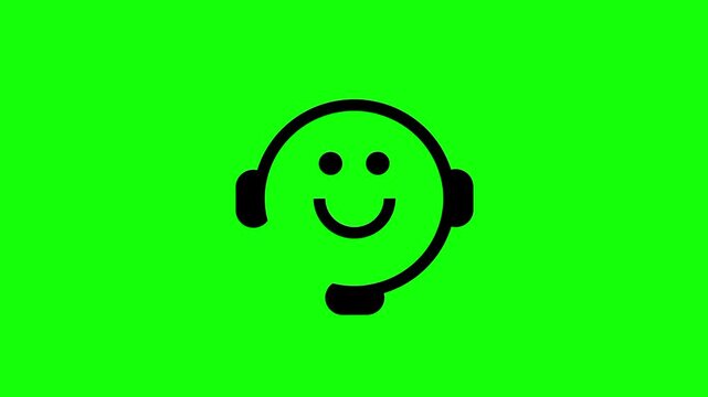Customer service operator icon animated mockup cartoon vector. Support idea, agent, assistant symbol. Popup clipart shape animation green screen background template.