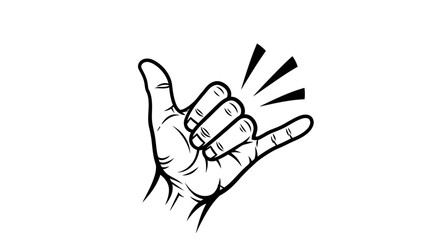 Obraz premium Hang Loose Hand Gesture Icon, Shaka Sign, Aloha Spirit, Vector Illustration