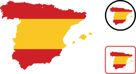 Obraz premium Spain map with flag colors on white background