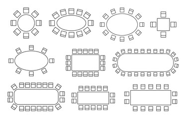 Naklejka premium Floor plan icon showing chair arrangement from top view. Perfect for interior projects, restaurant layouts, blueprints, and architectural diagrams. Vector isolated illustration