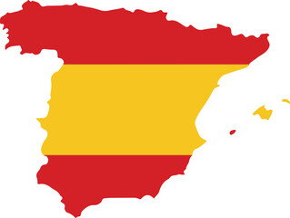 Obraz premium Map of spain with flag colors on isolated white background