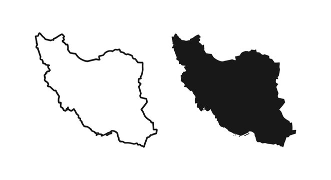 Map of iran, outline and silhouette