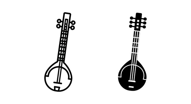 Set of two string musical instruments icons