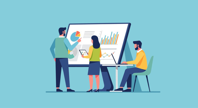 Teamwork Concept Illustration, People Collaboration Flat Vector Design