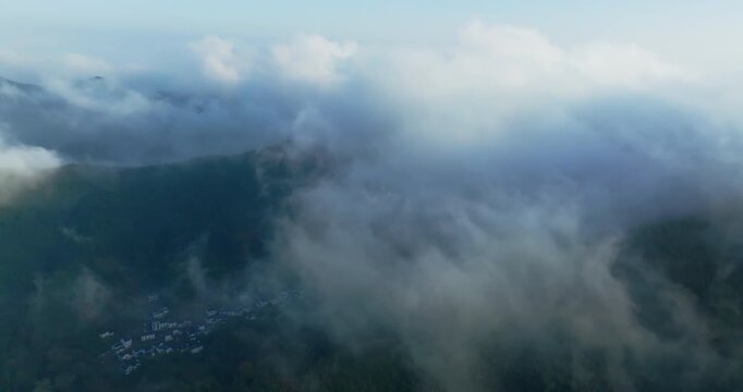 Muli Gong Village, Huangshan, Anhui: An Aerial View of an Ancient Village Above the Clouds