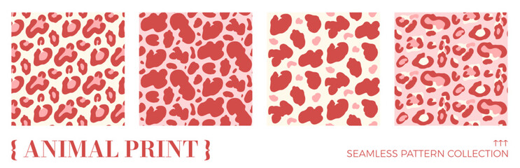 Animal print seamless pattern for coquette girly design. Cheetah and leopard monochrome seamless spots on animalistic background in pink. Vector repeat covers with organic skin and rosette fur motif. © Syuzann q