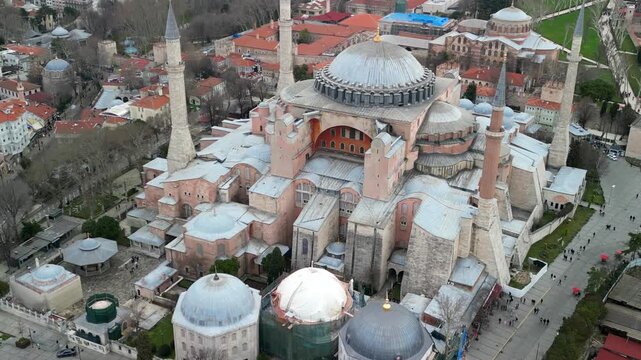 Istanbul Hagia Sophia mosque zoom-out shot