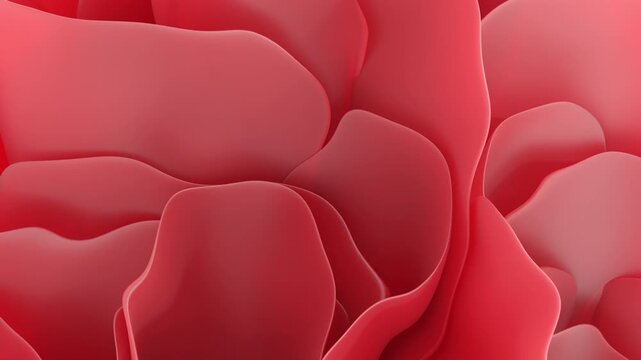 Looped animation. Soft multi-layered shapes sway smoothly, reminiscent of the movement of delicate petals under the influence of invisible flows. The plastic deformation of the elements creates the ef
