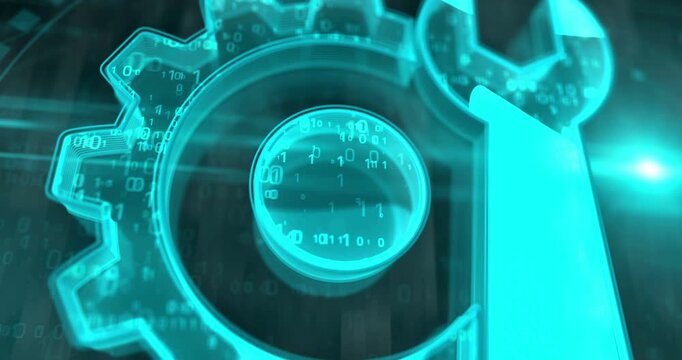 Setting maintenance and cyber management symbol digital concept. Cyber technology and computer background abstract 3d. Seamless and loopable.
