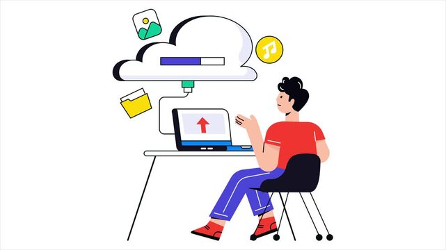 Cloud Storage  2D Flat Animation.	