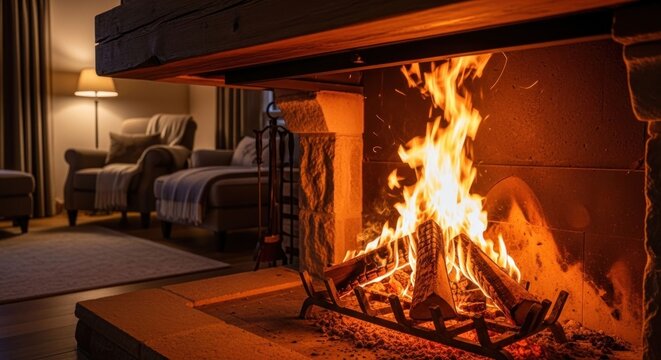 Cozy Fireplace Ambiance Warmth and Comfort in a Living Room.