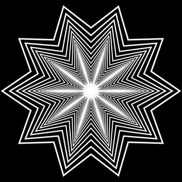 Symmetrical Ten Point Star Geometric Pattern with Linear Precision and Mathematical Sinuosity. Optimized for high-end corporate branding backgrounds, premium stationary, architectural wall art