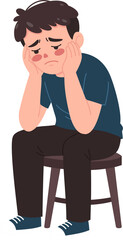 Obraz premium Sad Boy Sitting on a Chair