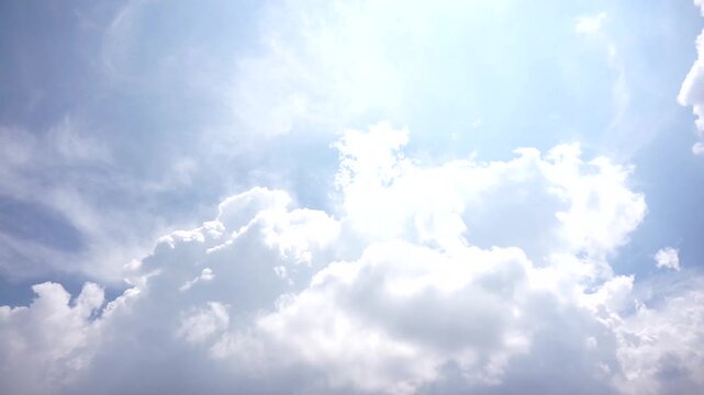 Bright sky with drifting clouds captured in smooth and aesthetic timelapse technique