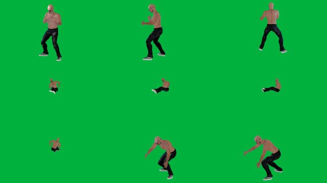 A man doing handstant on green screen و group of people dancing is animated chromakey background illustration layers depth elements figure composition emotion expression backgrounds