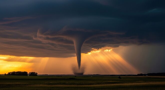 Dramatic Tornado Landscape A Powerful Force of Nature Unveiled.