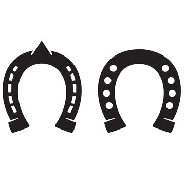 Black Silhouette Horseshoe Illustration with Toe Clip and Calks